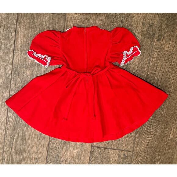 Vintage Good Lad of Philadelphia Red Velvet & Lace Girls Dress Size 4 - Picture 2 of 5